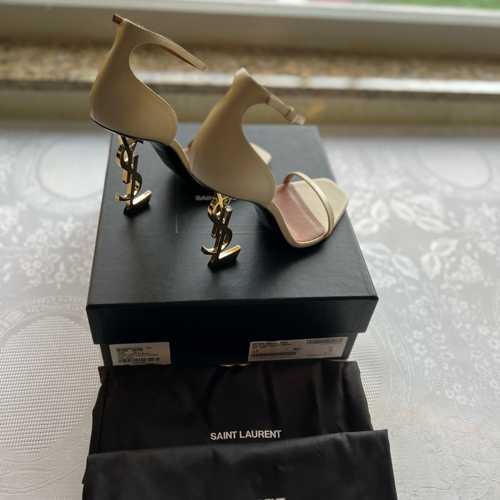 Saint Laurent Beige Ankle Strap Heels, NWB - Picture 8 of 16